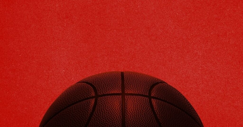 basketball with red background